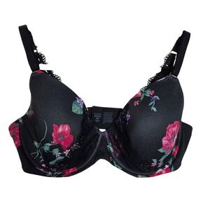 Soma embraceable perfect coverage black floral‎ bra 38D